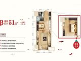 健龙果岭公元二期果壳社区_1室2厅1卫 建面51平米