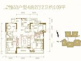 上城嘉泰_4室2厅2卫 建面109平米