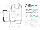 保利中央公园_3室2厅2卫 建面85平米